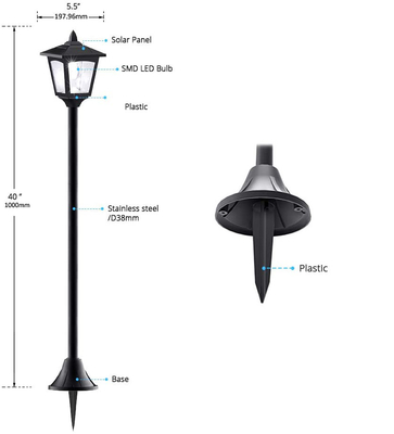 40 Inches Mini Solar Lamp Post Lights Outdoor Solar Powered Street Lights For Lawn Pathway