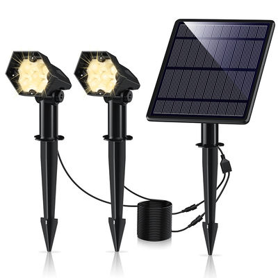 300lm 3600mAh RGB Solar Spotlight , 6000K Solar Dual Spot Light With Motion Sensor