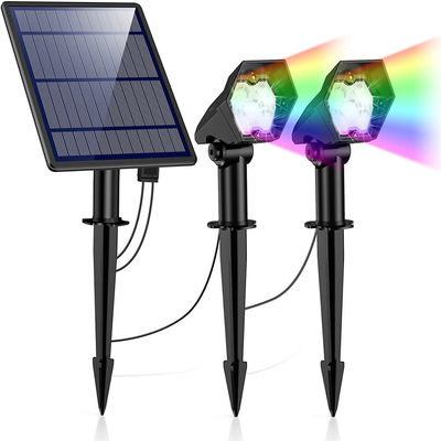 300lm 3600mAh RGB Solar Spotlight , 6000K Solar Dual Spot Light With Motion Sensor