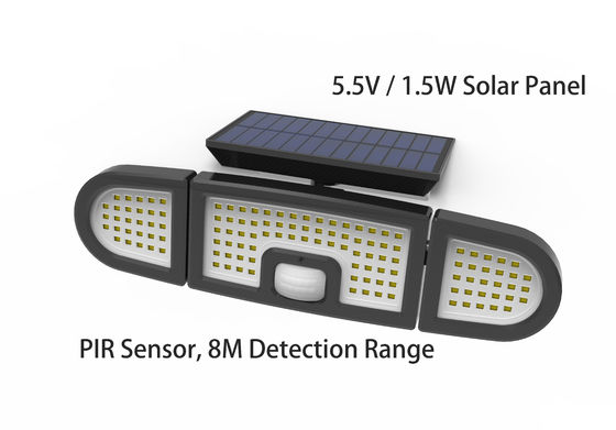 6000K 5.5V Outdoor Wall Mounted Solar Lights , 8m Detection PIR Senor Street Light