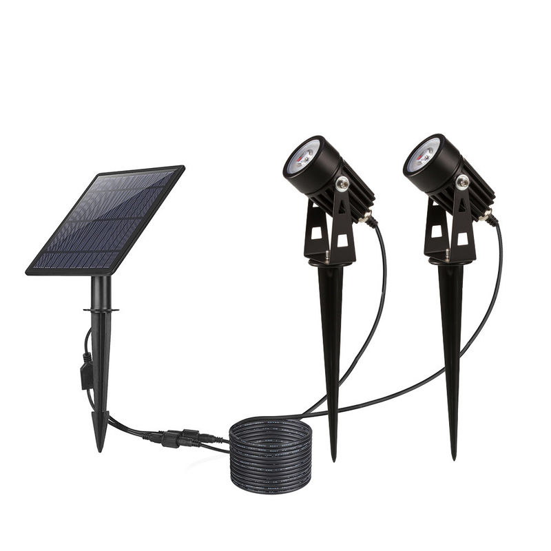 300lm 3600mAh RGB Solar Spotlight , 6000K Solar Dual Spot Light With Motion Sensor